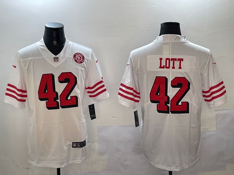 Men San Francisco 49ers #42 Lott White Throwback 2024 Nike Limited NFL Jersey style 01043->san francisco 49ers->NFL Jersey